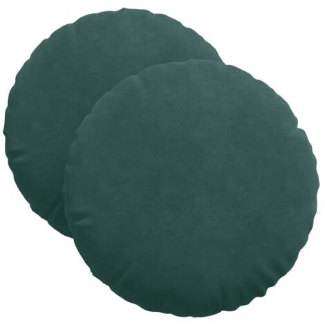 vidaXL Cuscini per Seduta 2 pcs Verde Scuro Ø 40 x 13 cm Velluto