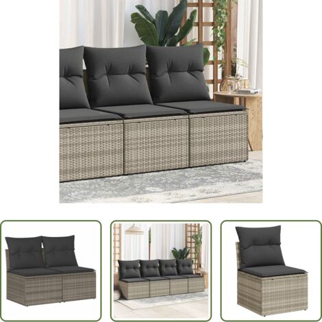 vidaXL Cuscini per seduta -  Divano Giardino 2pz con Cuscini Grigio Chiaro Polyrattan Acacia