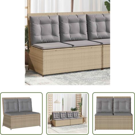vidaXL Cuscini per seduta -  Panca Reclinabile da Giardino con Cuscini Beige in Polyrattan