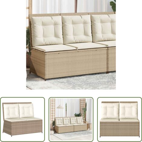 vidaXL Cuscini per seduta -  Panca Reclinabile da Giardino con Cuscini Beige in Polyrattan