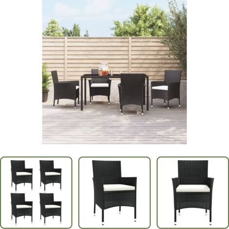 vidaXL Cuscini per seduta -  Sedie da Giardino con Cuscini 4 pz in Polyrattan Nere