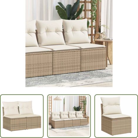 vidaXL Cuscini per seduta -  Set Divano da Giardino 2 pz con Cuscini Beige Polyrattan Acacia