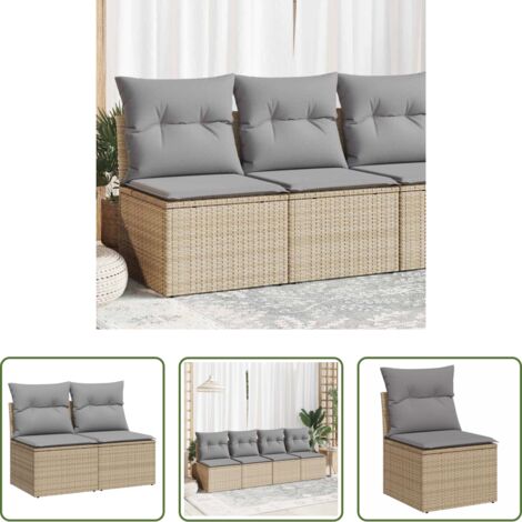 vidaXL Cuscini per seduta -  Set Divano da Giardino 2 pz con Cuscini Beige Polyrattan Acacia