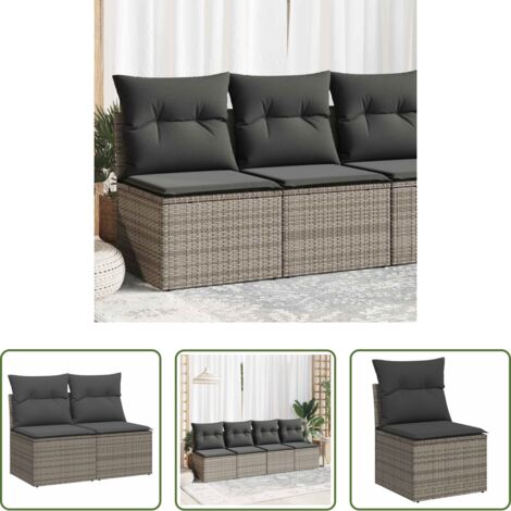 vidaXL Cuscini per seduta - Set Divano Giardino 2 pz con Cuscini Grigio Polyrattan Acacia