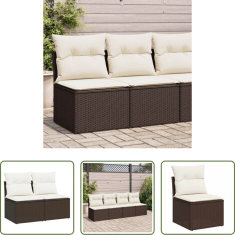 vidaXL Cuscini per seduta - Set Divano Giardino 4 pz con Cuscini Marrone Polyrattan Acacia