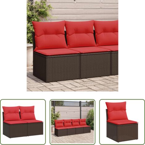 vidaXL Cuscini per seduta - Set Divano Giardino 4 pz con Cuscini Marrone Polyrattan Acacia