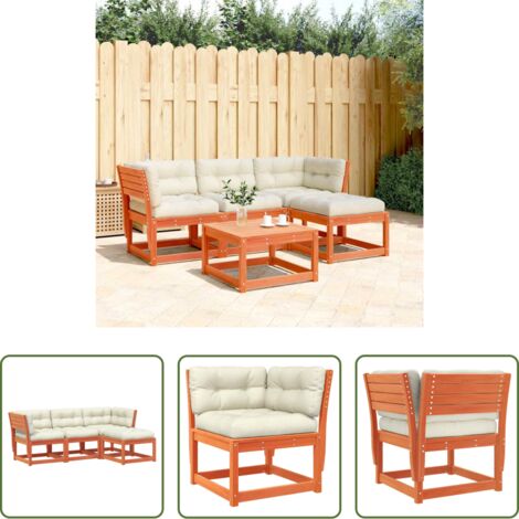 vidaXL Cuscini per seduta -  Set Salotto Giardino 4pz con Cuscini Marrone Cera Massello Pino
