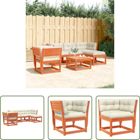 vidaXL Cuscini per seduta -  Set Salotto Giardino 5pz con Cuscini Marrone Cera Massello Pino