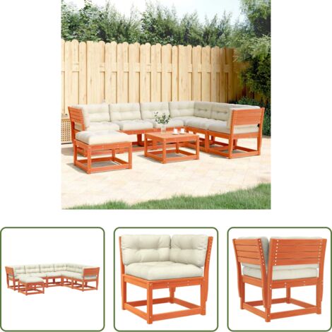 vidaXL Cuscini per seduta -  Set Salotto Giardino 7pz con Cuscini Marrone Cera Massello Pino