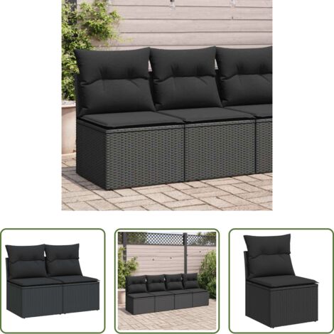 vidaXL Cuscini per sedute -  Set Divani da Giardino con Cuscini 2 pz Nero Polyrattan Acacia