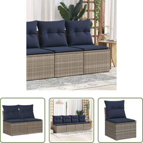 vidaXL Cuscini per sedute - Set Divano Giardino 2 pz con Cuscini Grigio Polyrattan Acacia