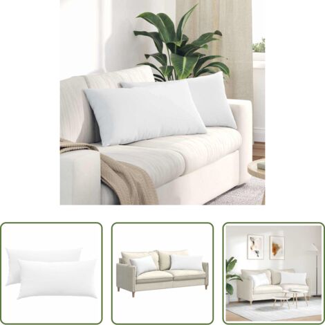 vidaXL Cuscini per soggiorno -  Cuscini da Divano 2 pcs Bianco 80 x 40 cm Tessuto
