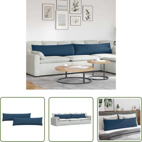 vidaXL Cuscini per soggiorno -  Cuscini da Divano 2 pcs Blu 145 x 40 cm Tessuto