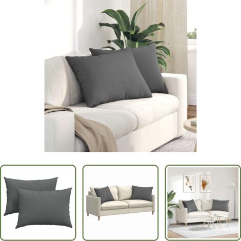 vidaXL Cuscini per soggiorno -  Cuscini da Divano 2 pcs Grigio scuro 70 x 50 cm Tessuto