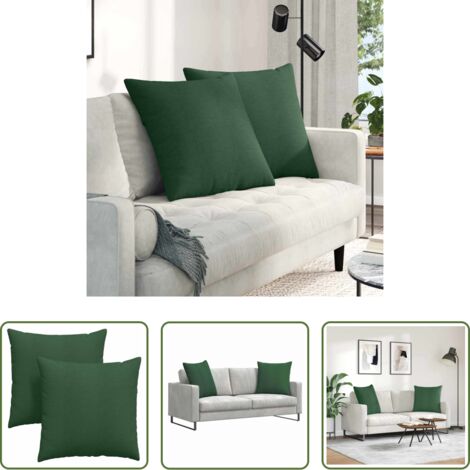 vidaXL Cuscini per soggiorno -  Cuscini da Divano 2 pcs Verde Scuro 80 x 80 cm Tessuto in Cords