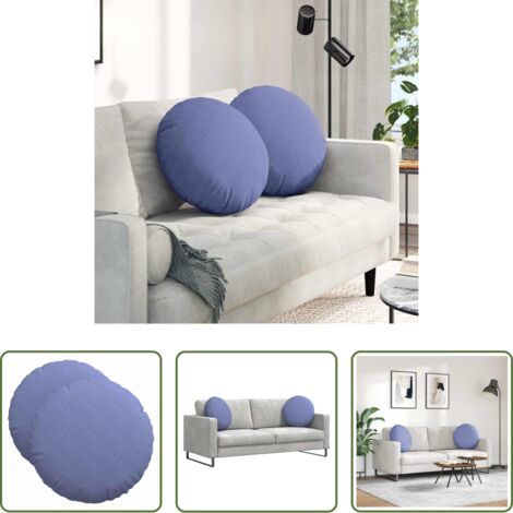 vidaXL Cuscini per soggiorno -  Cuscini per Seduta 2 pcs Blu jeans Ø50 x 19 cm Tessuto