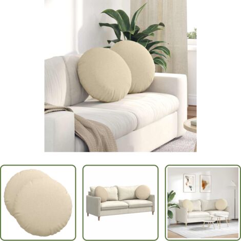 vidaXL Cuscini per soggiorno -  Cuscini per Seduta 2 pcs Crema Ø50 x 19 cm Tessuto