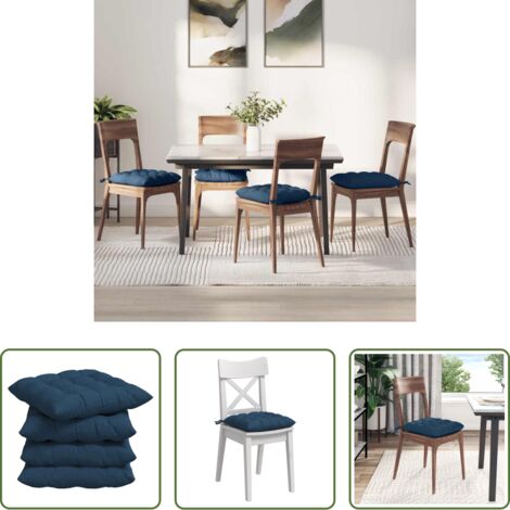 vidaXL Cuscini per soggiorno -  Cuscini per Seduta 4 pcs Blu 40 x 40 x 6 cm Tessuto