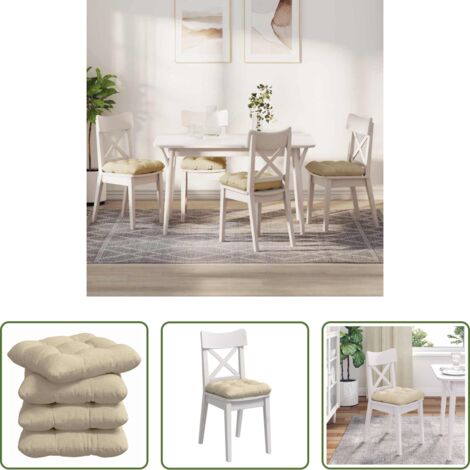 vidaXL Cuscini per soggiorno -  Cuscini per Seduta 4 pcs Crema 40 x 40 x 12 cm Tessuto