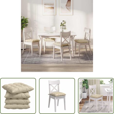 vidaXL Cuscini per soggiorno -  Cuscini per Seduta 4 pcs Crema 40 x 40 x 6 cm Tessuto