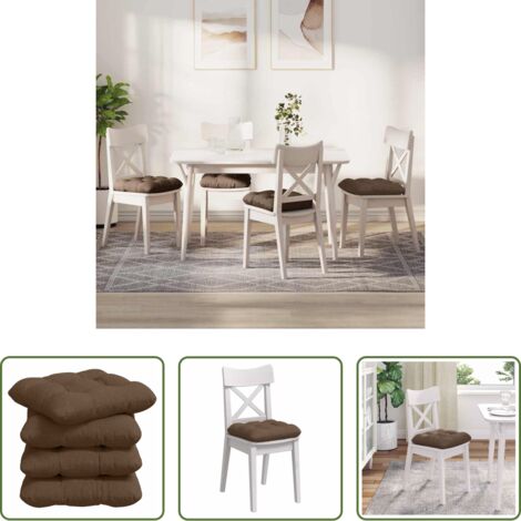 vidaXL Cuscini per soggiorno -  Cuscini per Seduta 4 pcs Marrone 40 x 40 x 12 cm Tessuto