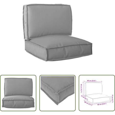 vidaXL Cuscini per uso esterno -  Set di Cuscini per Pallet 2 pcs Grigio Tessuto Oxford