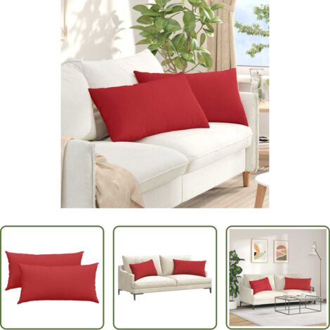 vidaXL Cuscini rossi -  Cuscini da Divano 2 pcs Rosso 80 x 40 cm Tessuto