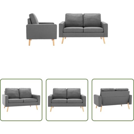 vidaXL Cuscini -  Set di Divani 2 pz in Tessuto Grigio Chiaro