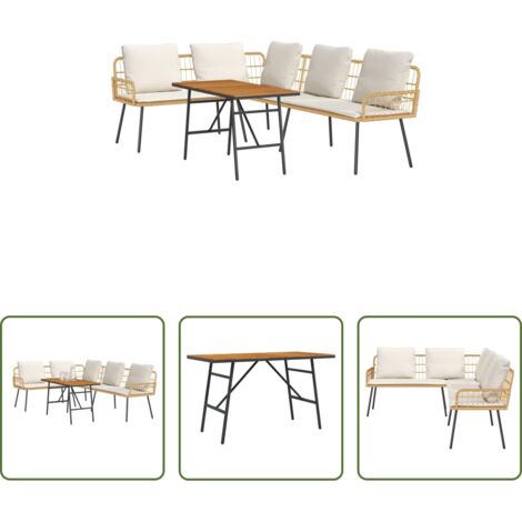 vidaXL Cuscini -  Set Divano da Giardino 2 pcs Beige polyrattan