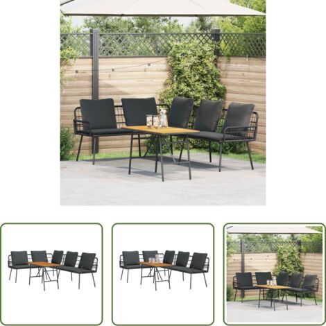 vidaXL Cuscini -  Set Divano da Giardino 2 pcs Nero polyrattan