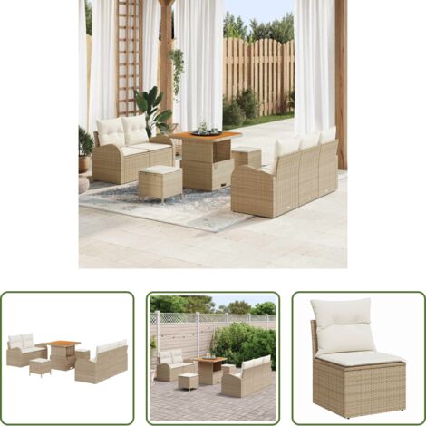 vidaXL Cuscini -  Set Divano da Giardino con cuscino 8 pcs Beige e Crema