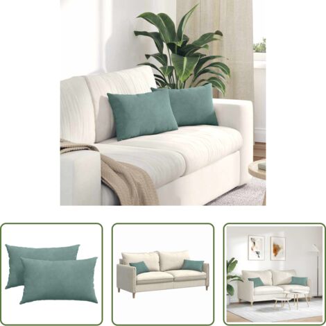 vidaXL Cuscini verde mare -  Cuscini da Divano 2 pcs Verde Mare 50 x 30 cm Tessuto in Cords
