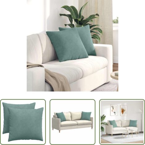 vidaXL Cuscini verde mare -  Cuscini da Divano 2 pcs Verde Mare 50 x 50 cm Tessuto in Cords
