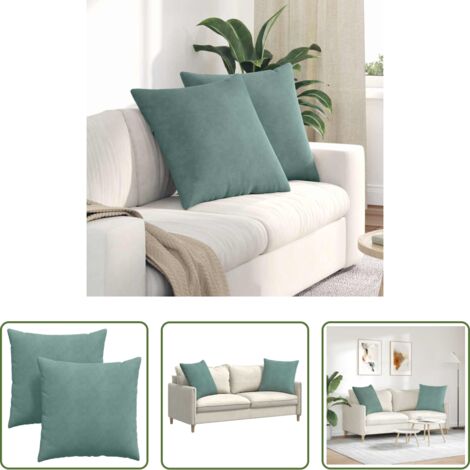 vidaXL Cuscini verde mare -  Cuscini da Divano 2 pcs Verde Mare 80 x 80 cm Tessuto in Cords