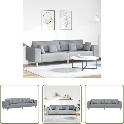 vidaXL Cuscino a molle -  Divano con cuscino Grigio chiaro 250 x 77 x 76 cm Tessuto
