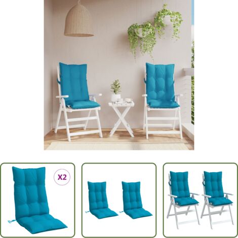 vidaXL Cuscino alto -  Cuscini Sedia con Schienale Alto 2 pz Blu Chiaro Tessuto Oxford