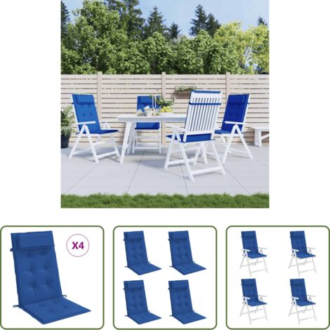 vidaXL Cuscino alto -  Cuscini Sedia con Schienale Alto 4 pz Blu Reale Tessuto Oxford