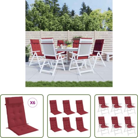 vidaXL Cuscino alto -  Cuscini Sedia con Schienale Alto 6 pz Rosso Vino Tessuto Oxford
