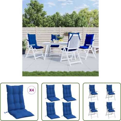 vidaXL Cuscino con schienale alto -  Cuscini Sedia con Schienale Alto 4 pz Blu Reale Tessuto Oxford