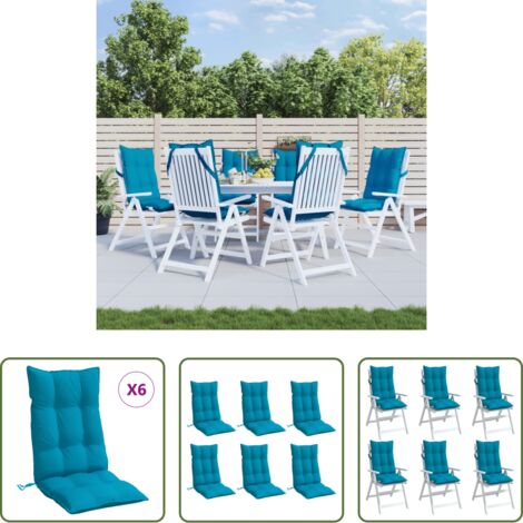 vidaXL Cuscino con schienale alto -  Cuscini Sedia con Schienale Alto 6 pz Blu Chiaro Tessuto Oxford