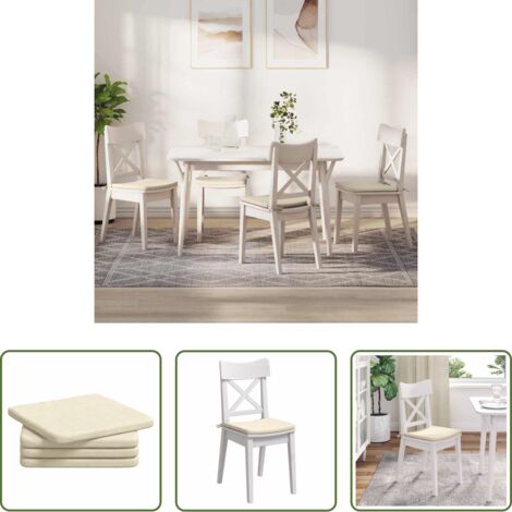 vidaXL Cuscino con schiuma -  Cuscini per Seduta 4 pcs Crema 40 x 40 x 3 cm Tessuto in Cords