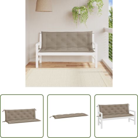 vidaXL Cuscino da esterno -  Cuscini Panca da Giardino 2pz Tortora 150x50x7cm Tessuto Oxford