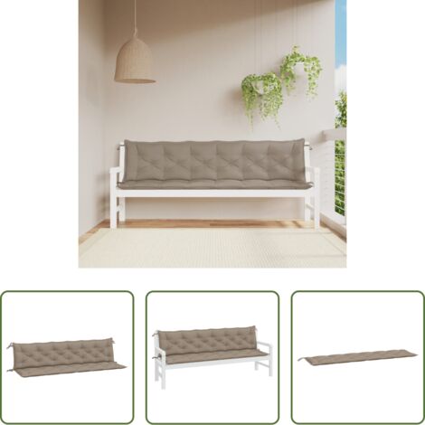 vidaXL Cuscino da esterno -  Cuscini Panca da Giardino 2pz Tortora 200x50x7cm Tessuto Oxford