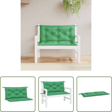 vidaXL Cuscino da esterno -  Cuscini Panca da Giardino 2pz Verdi 100x50x7cm Tessuto Oxford