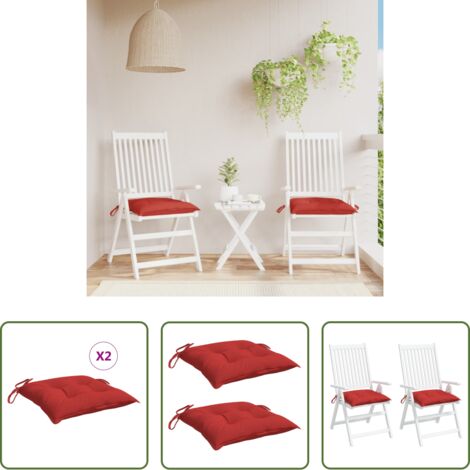 vidaXL Cuscino da esterno -  Cuscini per Pallet 2 pz Rossi 50x50x7 cm Tessuto Oxford