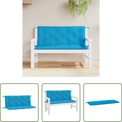 vidaXL Cuscino da esterno -  Cuscini per Panca 2 pz Azzurri 120x50x7cm in Tessuto Oxford