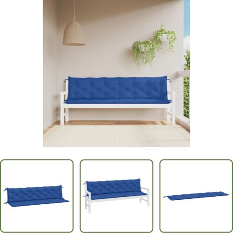 vidaXL Cuscino da esterno -  Cuscini per Panca 2 pz Blu 200x50x7 cm in Tessuto Oxford