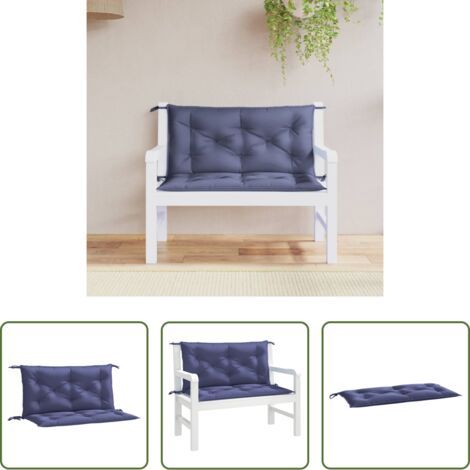vidaXL Cuscino da esterno -  Cuscini per Panca 2 pz Blu Marino 100x50x7 cm in Tessuto Oxford