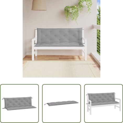 vidaXL Cuscino da esterno -  Cuscini per Panca 2 pz Grigi 150x50x7 cm in Tessuto Oxford