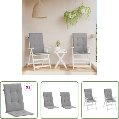 vidaXL Cuscino da esterno -  Cuscini per Sedie 2 pz Grigi 120x50x3 cm in Tessuto